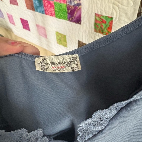 Free People Light Blue Lace Trim Top - Picture 4 of 5